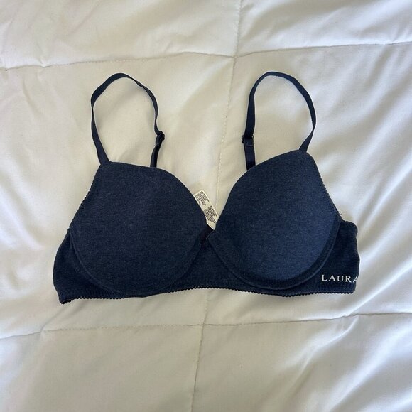 Laura Ashley Womens 2 Pack Bra 34B Pink Blue Underwired Push Up Bra Soft - Picture 7 of 11